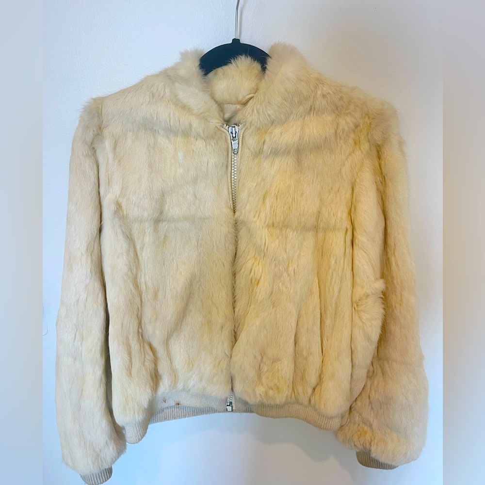 Vintage Genuine Rabbit Fur Bomber Jacket - Dino Ricco